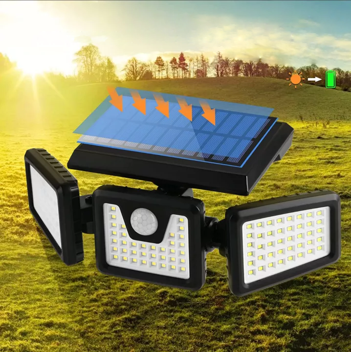 SolarLight™ | Tredobbelt LED Solenergi Væglampe